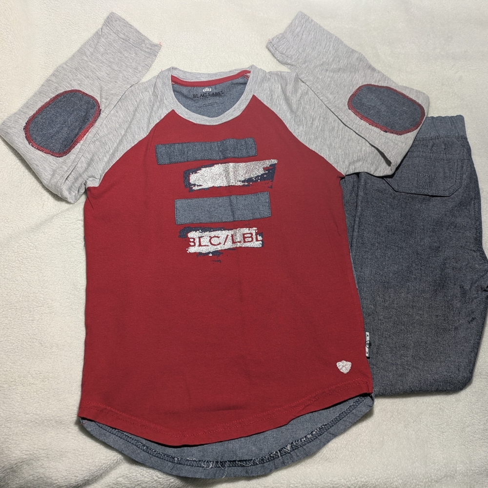 Red and Gray Kids Raglan Shirt